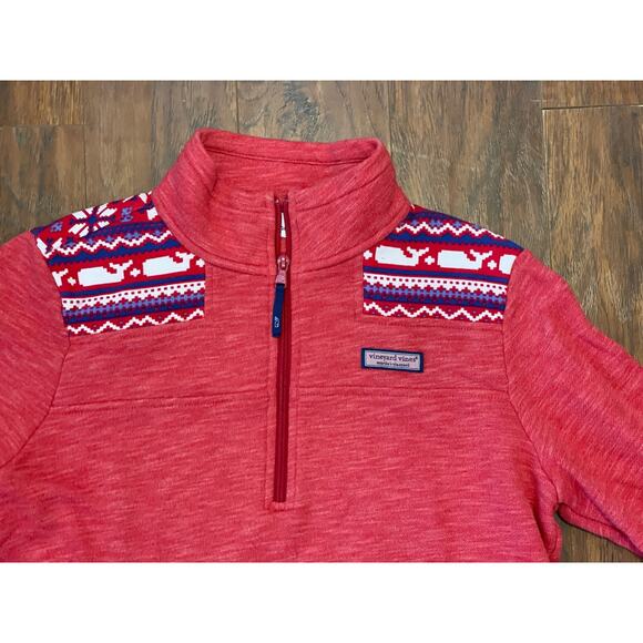 Vineyard Vines Whale Isle Shoulder Sweater Relaxed Shep Shirt Red Medium - Picture 2 of 6